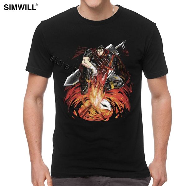 

sport cool berserk guts t shirt men soft cotton anime gatsu tees short sleeved o-neck tshirt casual manga t shirt large size