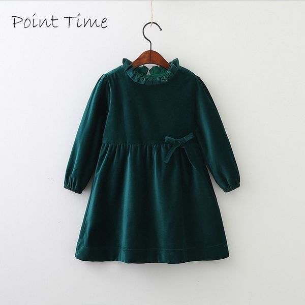 

children girls spring models cotton velvet bow girls dress children long sleeved wood ear collar autumn baby girls kids y200102, Red;yellow