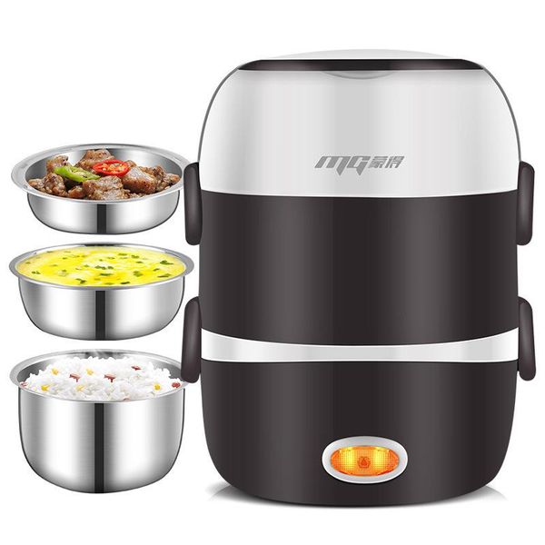 

electric skillets mini rice cooker thermal heating lunch box 2/3 layers portable steamer cooking container meal lunchbox warmer