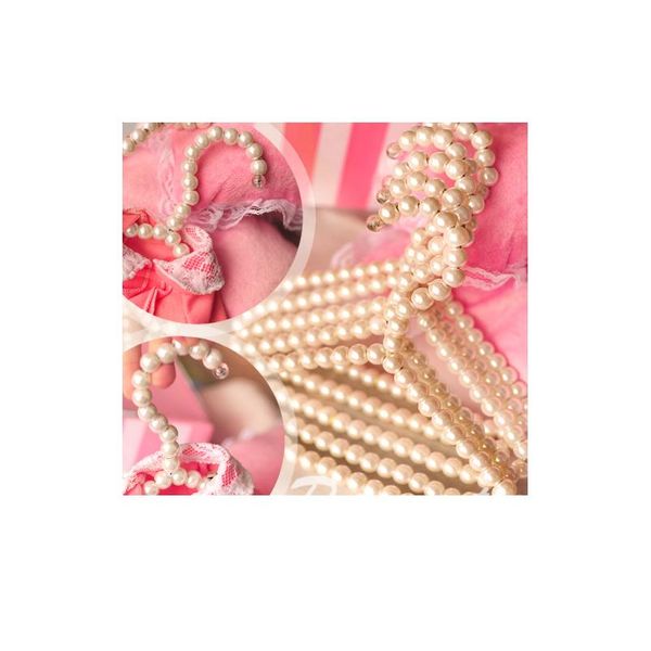 

10pcs white plastic pearl beaded bow clothes dress coat hangers wedding for kid children save-space storage organizer sqcsxw
