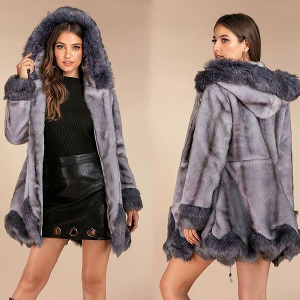 

women faux fur coat winter thick fluffy long sleeve keep warm outerwear luxury jacket elegant mujer bontjas 2020, Black