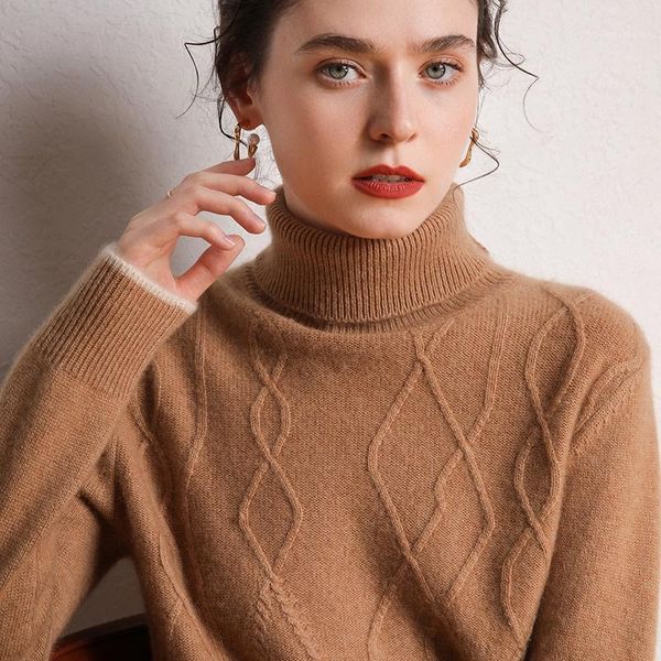 

winter wome100% pure cashmere knitted turtleneck pullover thick sweater autumn fashion lady soft 6 colors s-xx jumper1, White;black