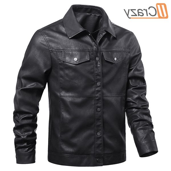 

ucrazy 2020 autumn new classic casual faux jacket coat brand fashion mutil pockets motor pu leather jackets men