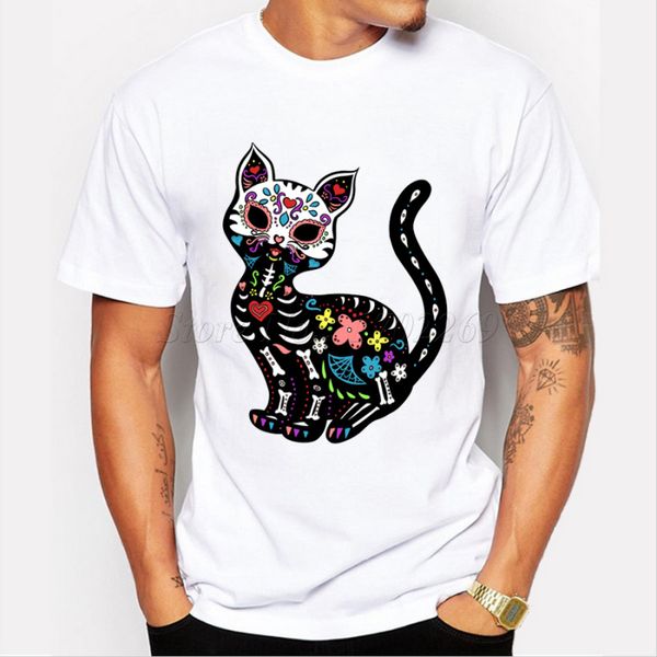 

горячие продажи мода принцесса сахар череп дизайн customized cute cat sugar skull printed мужской повседневный tops новизна tee толстовка то