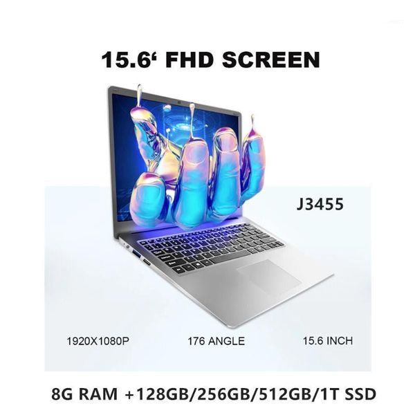 

15.6 inch lapwith 8g ram 1tb 512g 256g 128g ssd gaming lap ultrabook intel j3455 quad core notebook computer fhd netbook1