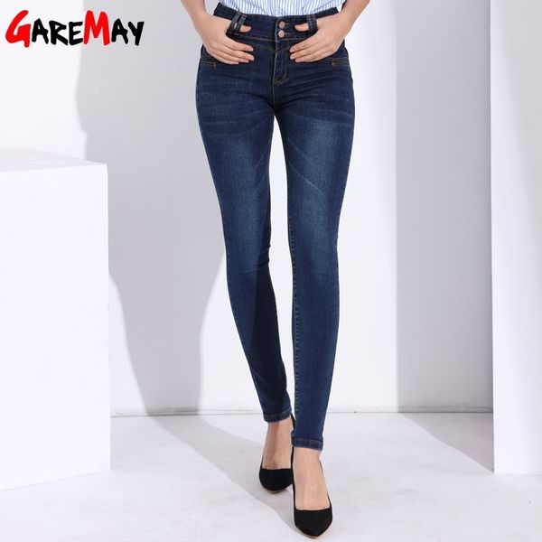 Garemay Kadın Kot Ile Yüksek Bel Skinny Denim Pantolon Siyah Strech Jeans Kadın Femme Bahar Bayanlar Denim Giyim Kadın 201030