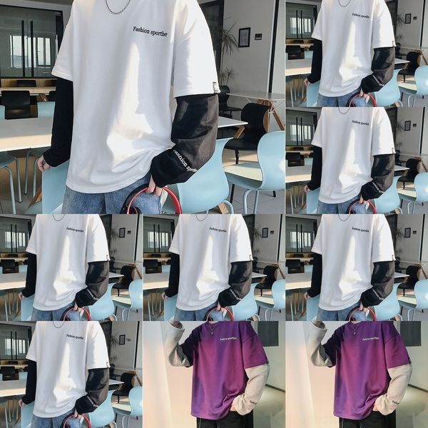 

q5jfc fake two-piece pullover sweater for men 2019 spring trendy fashionable autumn and coat loose new clothes korean style student trendy c, Black