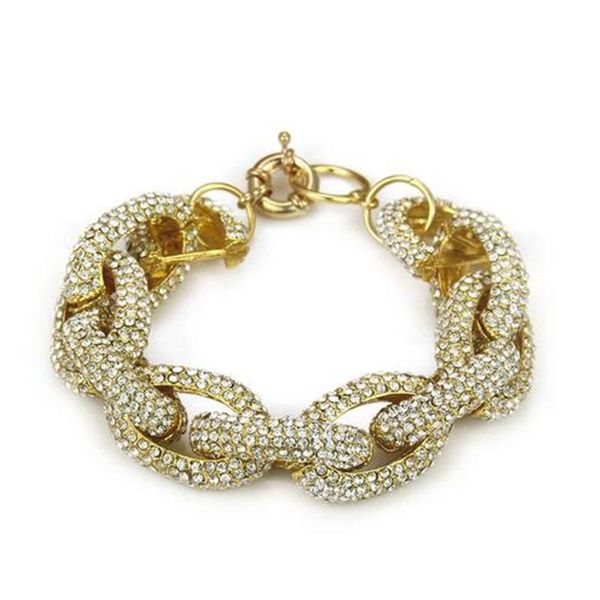 

full rhinestone iced out ladies hip hop bling bracelet paved rhinestones chain bracelets for women men jewelry cz link chain, Black