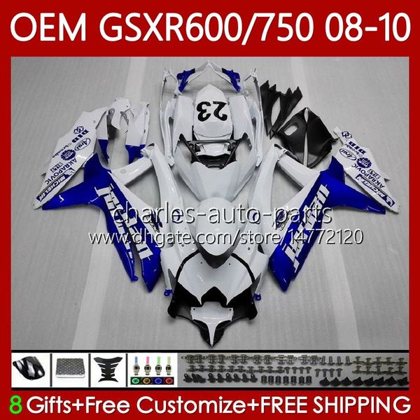 Molde de injeção para o corpo de Suzuki GSXR 600 750 CC 600cc 750cc GSXR600 K8 Blue Branco BLK GSX-R750 88NO.59 GSXR-600 GSXR-750 08 09 10 GSXR750 GSX-R600 2008 2009 2010 Fairing OEM