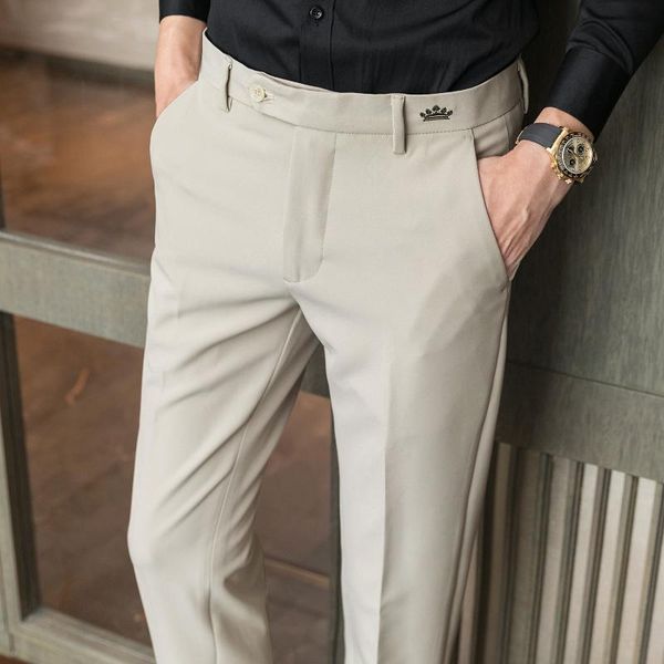 

men's autumn simple solid color small trousers slim urban casual pants trousers men, White;black
