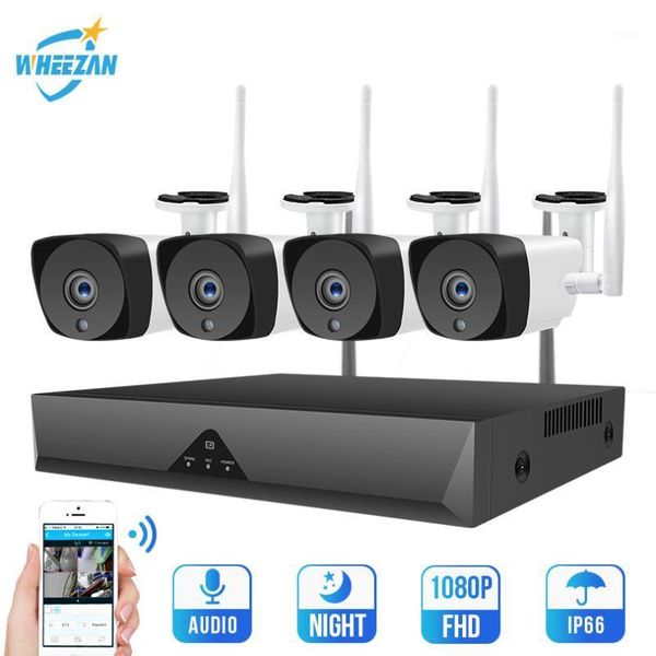 

wheezan surveillance kit home security camera system wireless audio record cctv system wifi ip camera 4ch hd 1080p nvr kit 2mp1