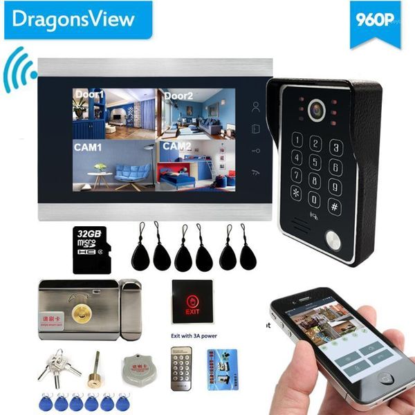 

video door phones dragonsview wireless phone wifi smart ip home intercom with electronic lock 7 inch ahd 960p ir leds1