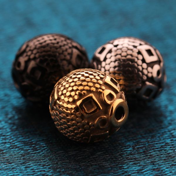 

new bulk classic design bracelet making gold black silver plated charms 10mm round stainless steel beads, Bronze;silver