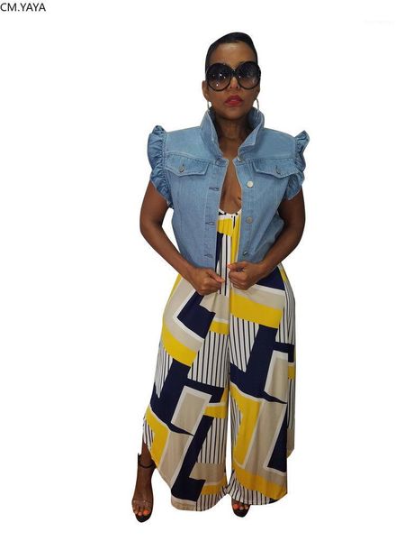 

2019 women autumn new ruffles splicing sleeve button up denim trench active wear high street jeans coat outfit glm50991, Tan;black