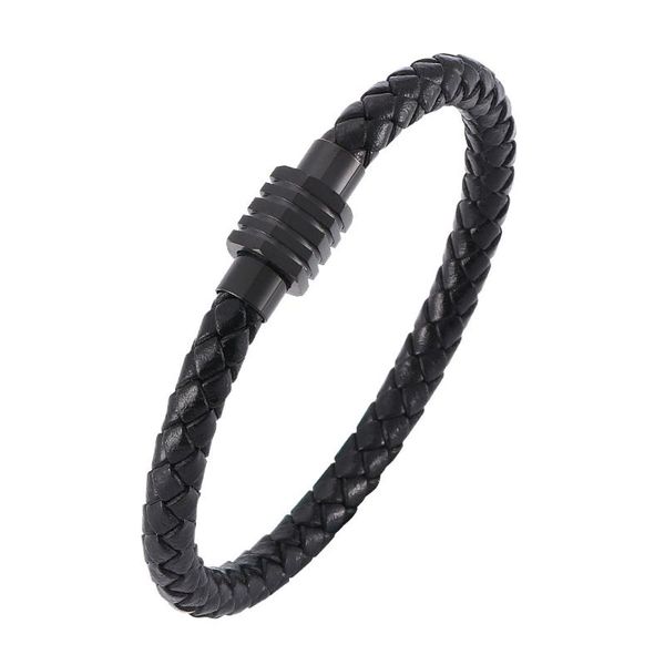

woven leather cowhide exquisite titanium retro stainless steel magnetic suction buckle bracelet charm bracelets casual sporty, Golden;silver