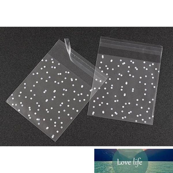 50 pçs / lote branco pontos transparente opp auto-adesivo sacos de embalagem de presente sacos de embalagem de jóias de plástico sacos de embalagem de cooking