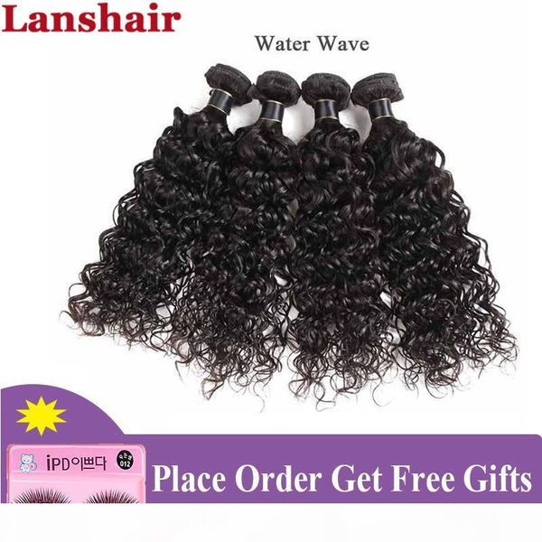 

9a brazilian water wave virgin human hair bundles human hair weaves raw indian remy human hair extension water wave vendors, Black
