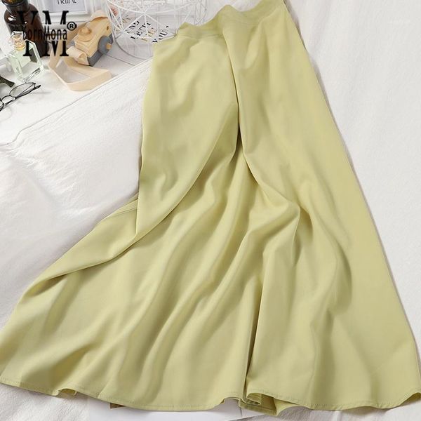 

yornmona korean fashion women green skirts 2020 summer high waist elegant big swing ladies skirt women bottoms1, Black