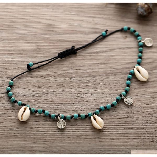 

s1404 bohemia fashion jewelry shell charms anklet chain anklet handmade bea sqcfqw beauty888, Red;blue