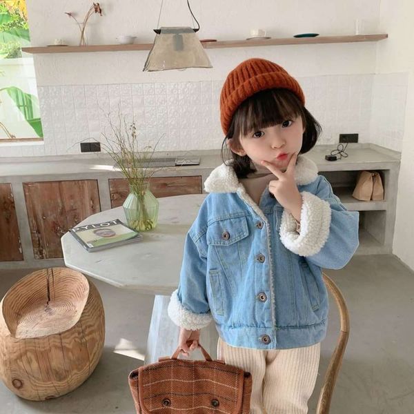 

2020 clothing winter children's denim plush thickened et girls' warm cloth, Black