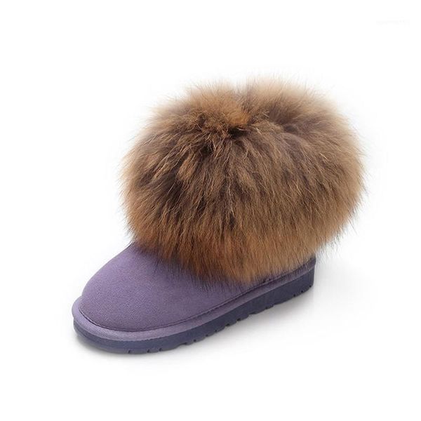 

fashion big fur tassels real genuine sheepskin leather fur lined short winter snow boots for women shoes 9 colour size 35-411, Black