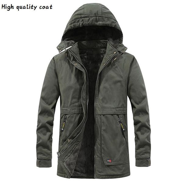 

warm men's hat coat, thick velvet winter fastening coat, men's long fashion warm collar coat, Black