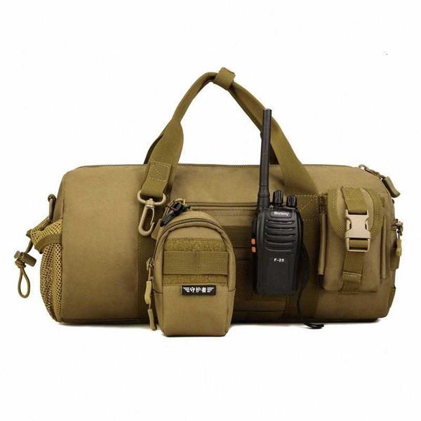 

camo waterproof cylindrical tactical shoulder bag men women sports duffle molle handbag bucket tactical bag valise ntbh#