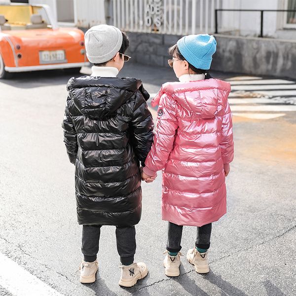

8jacket long new medium wear thickened down girls boys' middle school children's bright face korean coat winter 9, Blue;gray