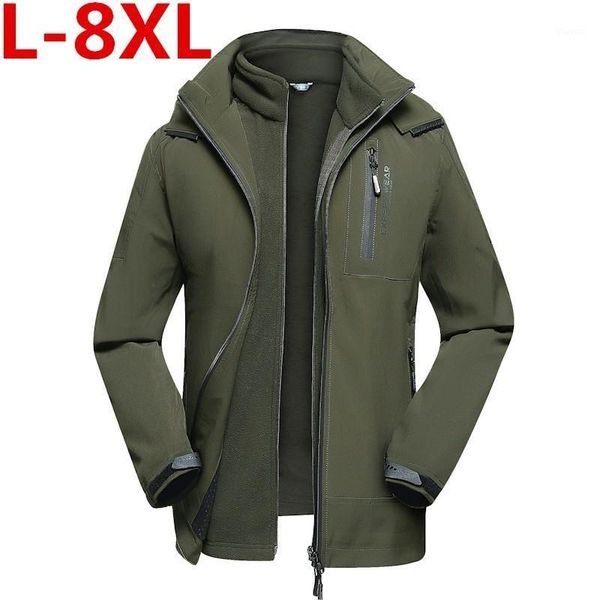 

plus size 8xl winter jacket men thermal waterproof windbreaker two jackets in one thick warm parkas male outerwear hooded coats1, Black