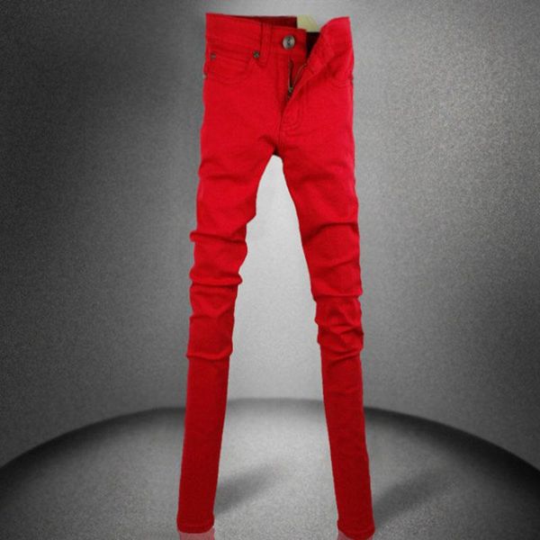 

new style 2020 fashion teenager stretch red denim jeans men's slim korean style trendy men's slim tight students cowboy trousers, Blue