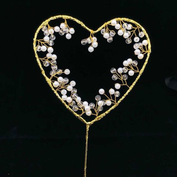 

lgfvb decoration pearl svse2 cake wrought iron flag plug-in wire crown pearl love golden crown love plug-in cakecake