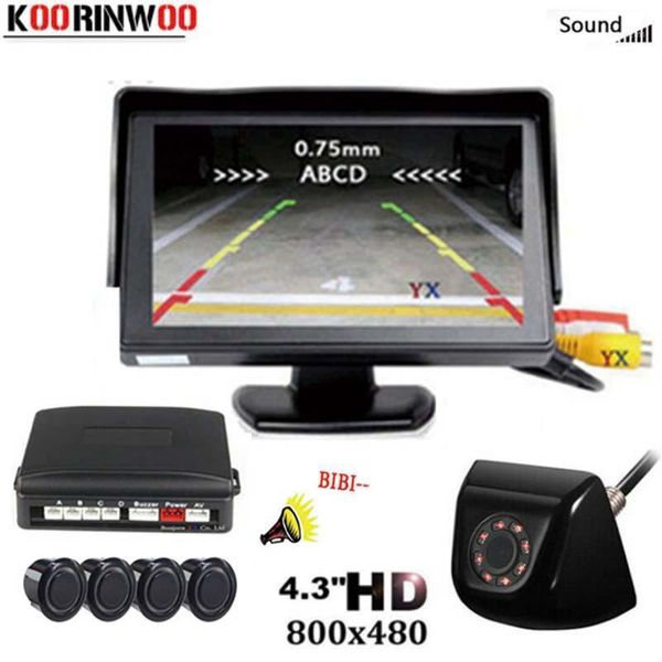

koorinwoo auto hd night vision parking sensor 4 kit parking monitor digital car rear view camera reverse backup radar assistance1