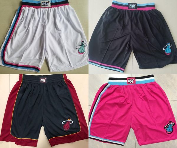 

miami heat men breathable pants classic basketball shorts, Black