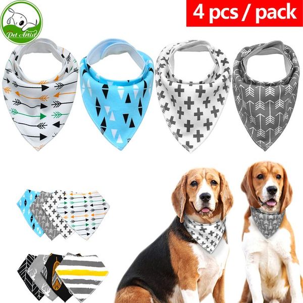 

4pcs/lot pet dog puppy cat bandana collar scarf neckerchief pet accessories for small medium large dogs chihuahua cotton wmtepg