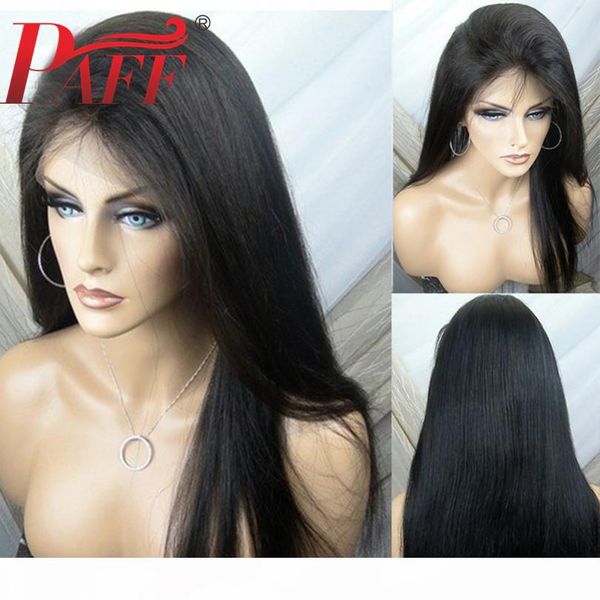 

paff pre plucked full lace human hair wigs part with baby hair brazilian remy wig 150density straight full lace wig, Black;brown