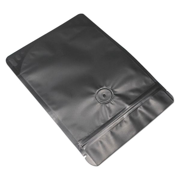 

20pcs lot matte black pure aluminum foil stand up zip lock coffee bean storage package bag with vent valve heat seal mylar h bbyqyn