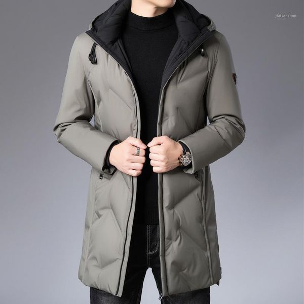 

down jacket men's clothing 2020 winter new korean hooded casual down jacket men's middle and long one1, Black