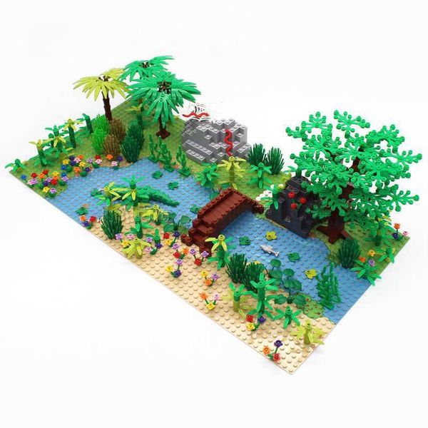 

city street 32x32 river baseplate moc forest bridge crocodile tree fish building blocks set accessories bricks diy kids toys qylrsn mywjqq
