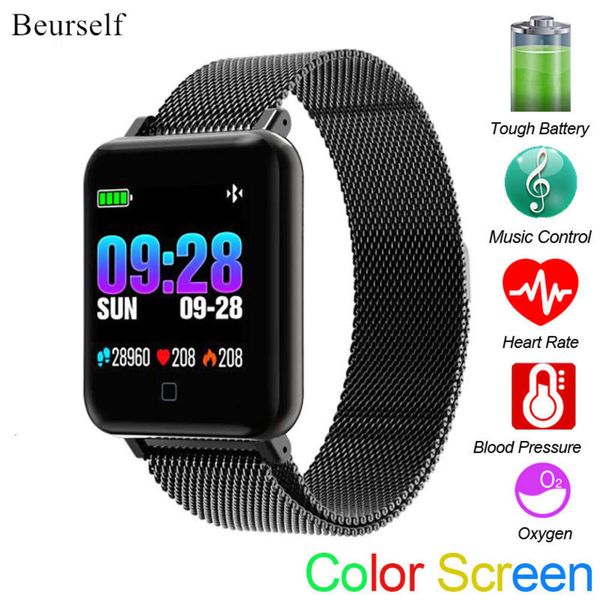 

beurself m19 with touch screen, suitable for men and women, smart waterproof watch, heart rate monitor, activity, music