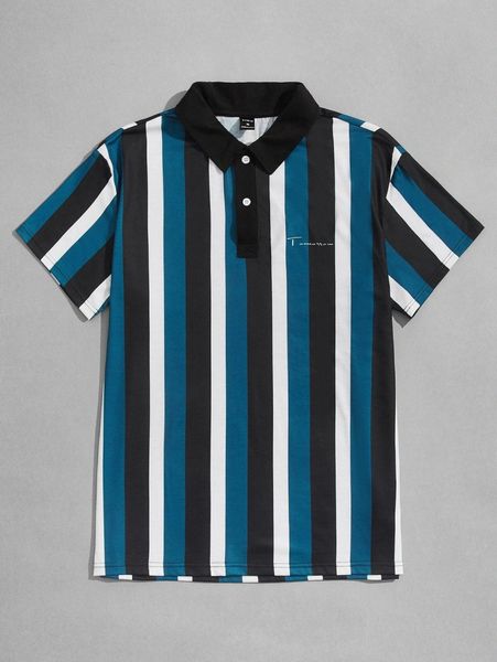 

men striped letter graphic polo shirt a3cr#, White;black