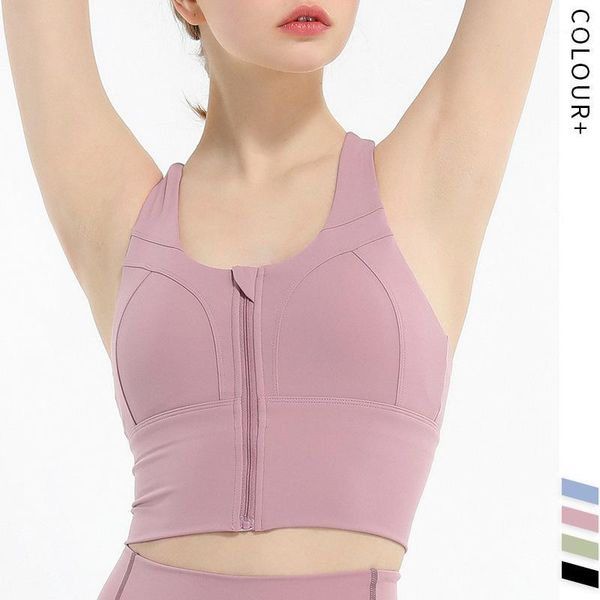 

gym clothing women's zipper sports shockproof gathering stereotype running beauty back yoga bra fitness vest seamless workout1, White;black