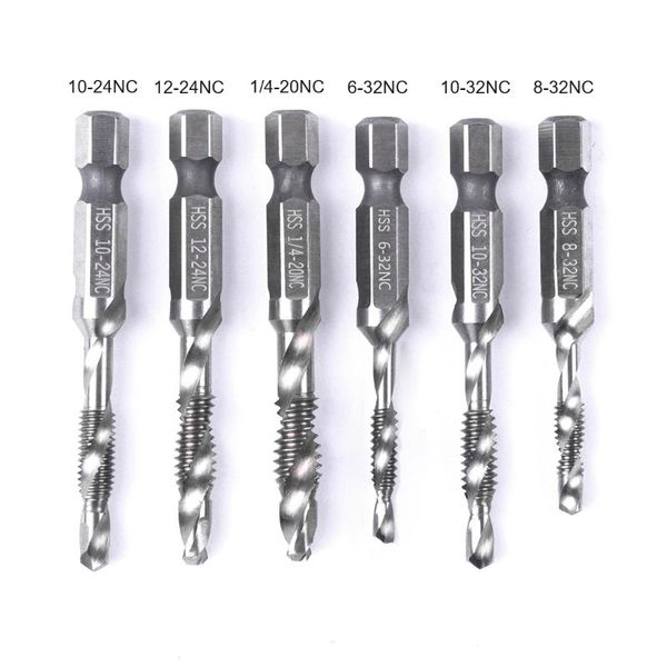

1pcs combination tap and drill hand thread tap drill bit hex shank hss machinist tool