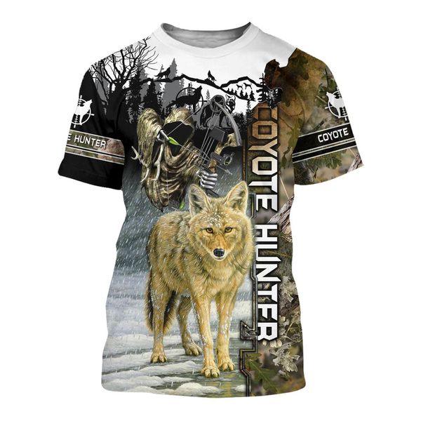 

animal deer wolf hunting color men 3d print shirts hippie humor funny men clothing