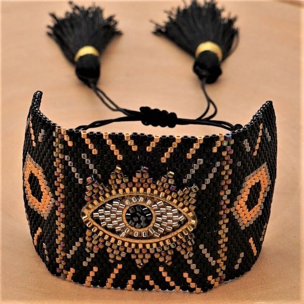 

go2boho men bracelet jewelry miyuki turkish evil eye bracelets for women lucky eye pulseras mujer handmade loom beads woven y200730, Black