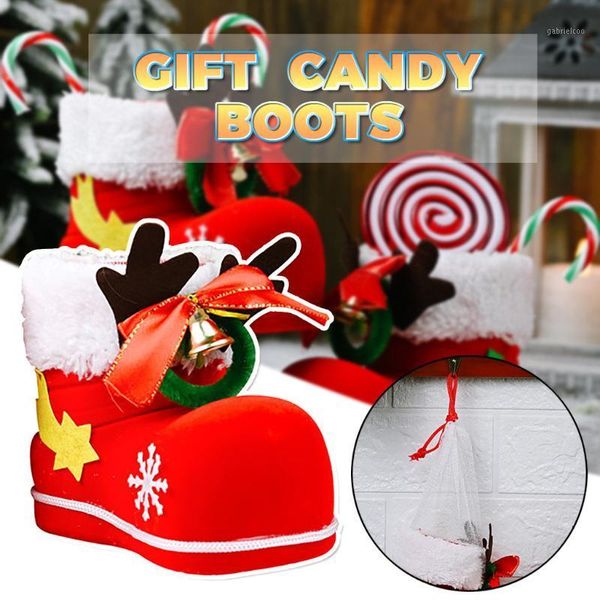 

santa boot shoes candy stocking extra large gift box decoration present christmas home party decor santa claus boot shoes stock1