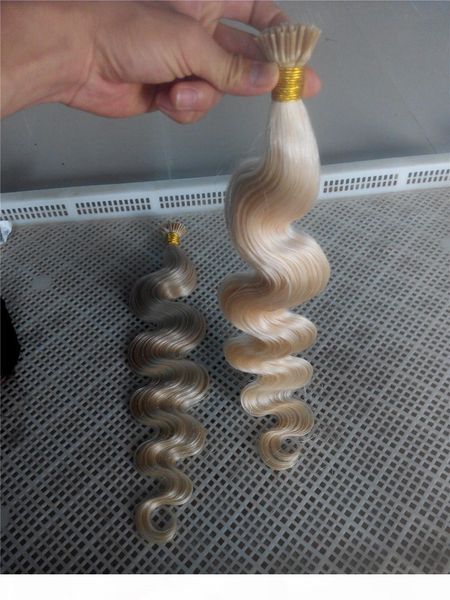 

lummy hair blond wavy brazilian remy stick i tip human hair extensions 100g pk 1g s 613#, Black