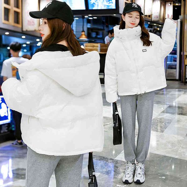 

2021 winter new casual short white duck down bread jacket, hooded thickened jacket, down jacket, obie dress 82obyfs5007, Black