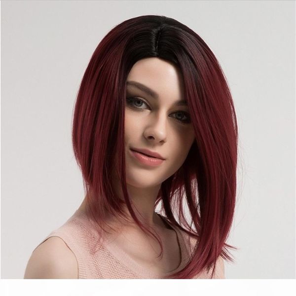 

150 density brazilian virgin hair full lace human hair wigs bob wigs ombre color t1b 99j straight lace front human hair wig, Black;brown