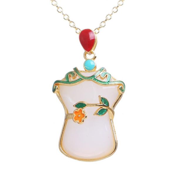 

bettyue new arrival noble cheongsam shape pendant with shiny glass jewelry for women fashion statement exquisite necklace gift, Silver