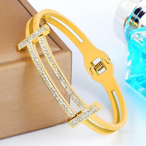 

bangle full crystal bracelet gold for women men fashion bracelets bangles jewelry gift1, Black